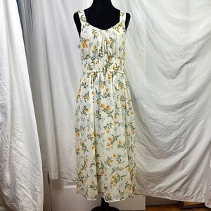 Sincerely Jules lemon print midi boho floral sundress size L
